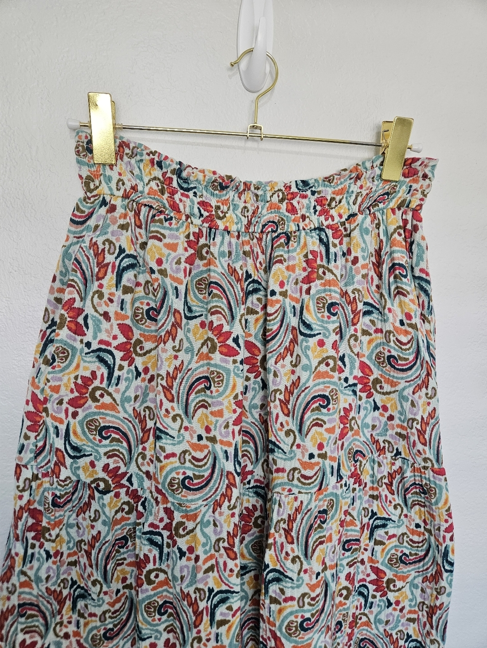 Marine Layer | Corrine Paisley Multi Double Cloth Cotton Maxi Skirt Womens Large - Picture 5 of 10